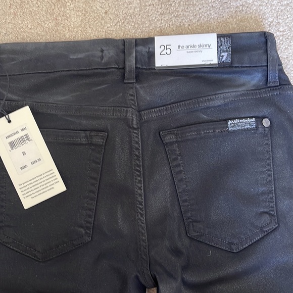 NWT 7 For all Mankind black shiny the ankle skinny jeans - Picture 7 of 7